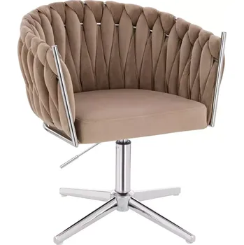 LuxuryForm DESIGN Židle NORDEN VELUR na stříbrném kříži - latte