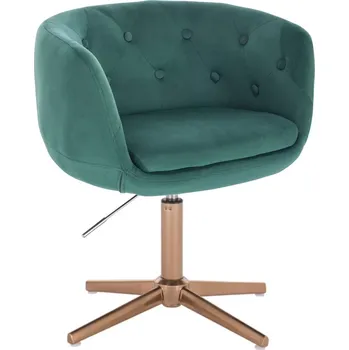 LuxuryForm DESIGN Kosmetické křeslo MONTANA VELUR na zlatém kříži - zelené