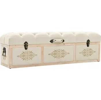 Zahradní lavice Elegantní lavička s úložným prostorem z krémové MDF a jedlového dřeva 110 x 30 x 38 cm