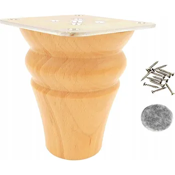 Obraz Dřevěná noha k nábytku, soustružená nožička 10 cm buk lakovaný s uchycením