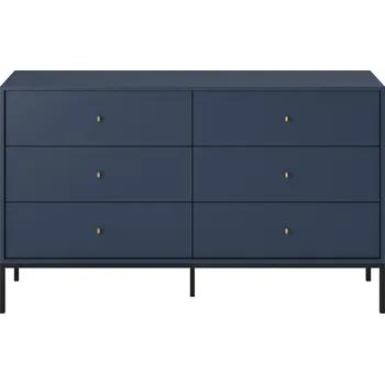 Komoda Moderní skříňka tmavě modrá, černý rám, 154x39x91 cm