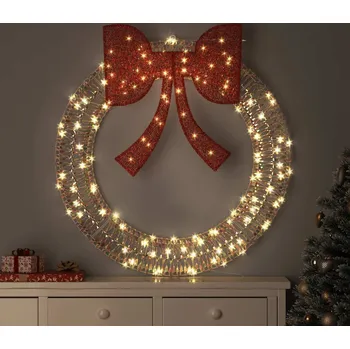 Vánoční dekorace vidaXL Věnec s 150 LED diodami Teplá bílá 120 cm PET [42019135]