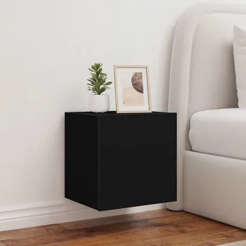 Ložnice vidaXL Nástěnné TV skříňky s LED 2 ks 40,5 x 35 x 40 cm [837257] Barva: Černá