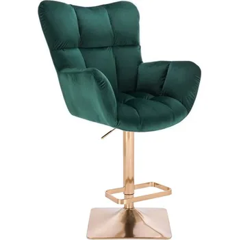 Barová židle LuxuryForm DESIGN Barové křeslo AURORA VELUR na zlaté hranaté podstavě - zelené