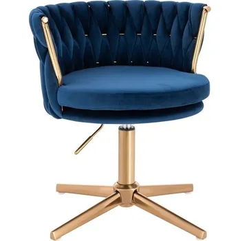 LuxuryForm DESIGN Kosmetická židle LYON VELUR na zlatém kříži - modrá