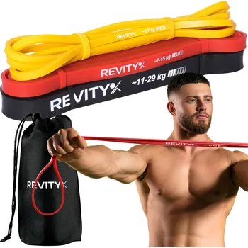 REVITY Sada 3 posilovacích odporových gum na cvičení Power Bands 3-29 kg cvičební plán ČERNÁ