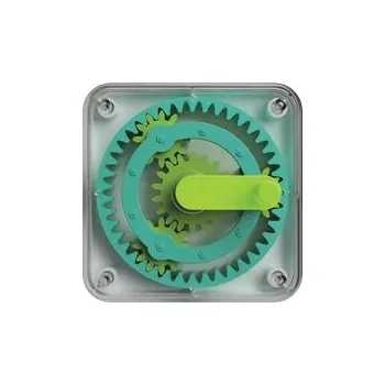 Dřevěná hračka FA488-10 Senzorická hračka PlayTab - Čtverec s ozubenými koly, doplněk k hrací desce, 12m+