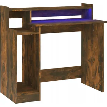 Psací stůl Psací stůl s LED osvětlením, kouřový dub, 97 x 45 x 90 cm