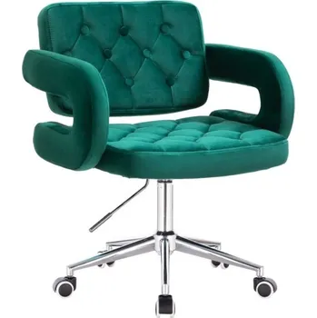 LuxuryForm DESIGN Kosmetická židle ADRIA VELUR na stříbrné podstavě s kolečky - zelená