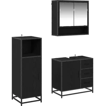 Koupelnový nábytek Sada koupelnového nábytku 3 pcs Černý dub kompozitní dřevo