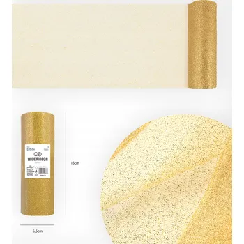 Obraz TYL ZLATÁ TŘPYTIVÁ TYLOVÁ SVATEBNÍ SVATBA DEKORACE V ROLÁDI 0,15x9m