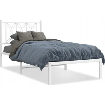 Postel Rám postele ocelový bílý 196 x 95 x 90 cm s úložným prostorem