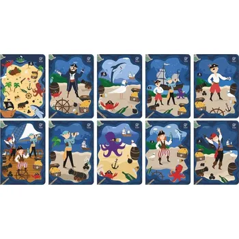 SEŠIT DO ŠKOLY A5/16 LISTŮ ČTVEREČKOVANÝ PIRATES 10 KUSŮ DOBRÁ GRAMÁŽ