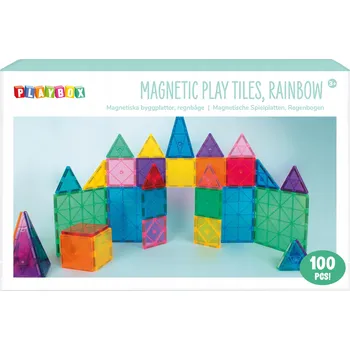 ostatní stavebnice Magnetická stavebnice - barevné duhové destičky, 100 dílů