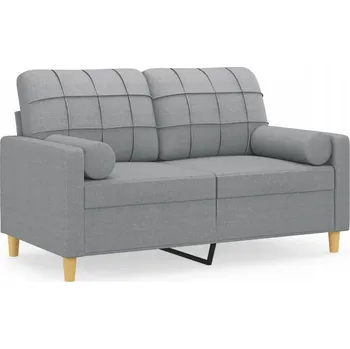 Pohovka Dvojmístná pohovka světle šedá 138 x 77 x 80 cm s ozdobnými polštáři