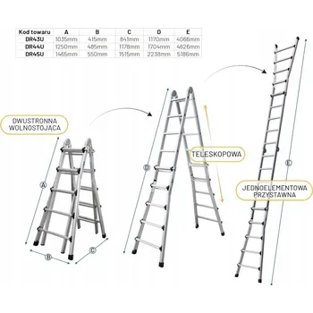 Žebřík Žebřík LOREKO z hliníku, 12 až 150 kg
