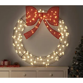 Vánoční dekorace vidaXL Věnec s 150 LED diodami Teplá bílá 120 cm Ratan [42019141]