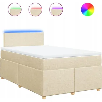 Postel Kontinentální postel krémová 200x120x100,5 cm s LED osvětlením