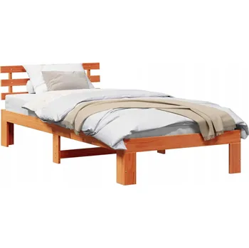 Postel Rám postele z masivního borovicového dřeva 90 x 190 cm, hnědá