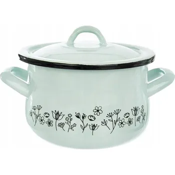Hrnec Smaltovaný ocelový Hrnec s poklicí na vaření, tradiční, 16 cm, 2,3 l