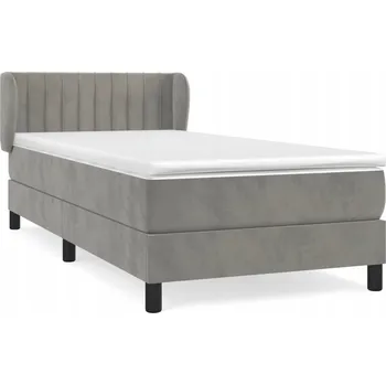 Postel Kontinentální postel sametová světle šedá 203 x 93 x 78/88 cm s matrací 90