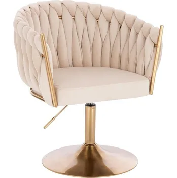 LuxuryForm DESIGN Židle NORDEN VELUR na zlatém talíři - krémová