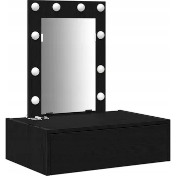 Toaletní stolek Černá toaletní stolek se zrcadlem, rozměry 60 x 40 x 70 cm, materiál na bázi dřeva