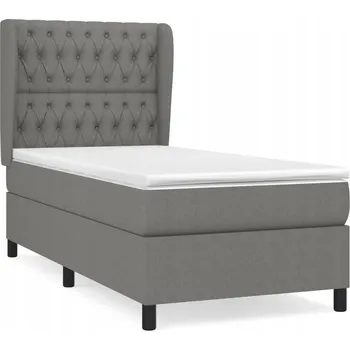 Postel Kontinentální postel tmavě šedá 203 x 93 x 118/128 cm s matrací 90 x 200 cm