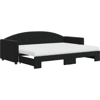 Pohovka Rozkládací pohovka s matrací 2 v 1, černá, rozměry 222x90x75 cm