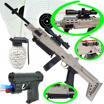 Dětská zbraň Puška puška AK-12 s kuličkami + laserová zbraň + granát Odstřelovací Puška kuličkami 800 ks