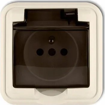 Elektrická zásuvka 1GPH-1z béžová zásuvka s krytím proti stříkající vodě, kouřové víčko, 16A IP44 Karlik Liza