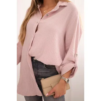 Dámská košile Bavlněná mušelínová košile Plus Size tmavě pudrově růžová UNI