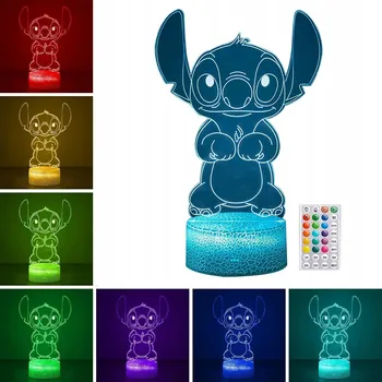 Lampička Noční Lampa 3D LED Lilo a Stitch postavy USB Dárek pro dítě