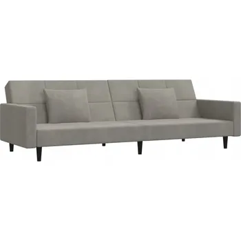 Pohovka Rozkládací pohovka pro 2 osoby, světle šedý samet, 220x84,5x69 cm