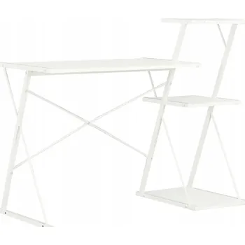 Psací stůl Bílý psací stůl s regálem, rozměry 116 x 50 x 93 cm, ocel s práškovým nástřikem