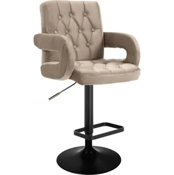 Barová židle LuxuryForm DESIGN Barová židle BOSTON VELUR na černém talíři - latte