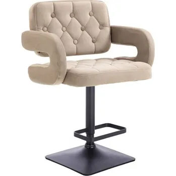 Barová židle LuxuryForm DESIGN Barová židle ADRIA VELUR na černé hranaté podstavě - latte