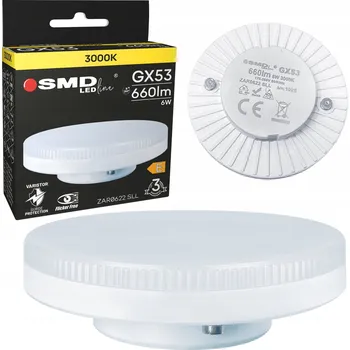 Žárovka LED žárovka GX53 6W 660lm Halogenová Náhrada Úsporná 3000K Bez Blikání