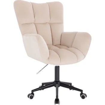 Křeslo AURORA VELUR na černé podstavě s kolečky - krémové