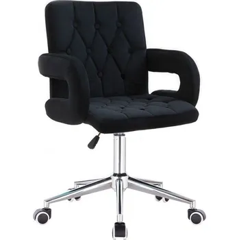 LuxuryForm DESIGN Kosmetická židle BOSTON VELUR na stříbrné podstavě s kolečky - černá