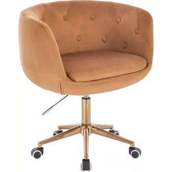 LuxuryForm DESIGN Kosmetické křeslo MONTANA VELUR na zlaté podstavě s kolečky - hnědé