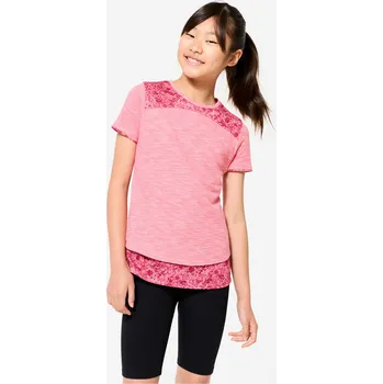 Pánská móda DOMYOS Dětské tričko 2v1 10 LET RŮŽOVÁ