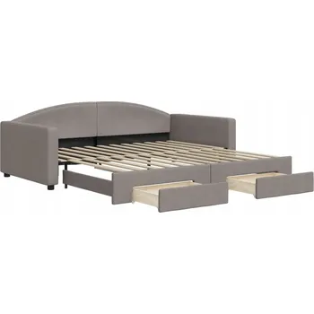 Pohovka Rozkládací pohovka s lůžkem taupe 223 x 110 x 75 cm se zásuvkami