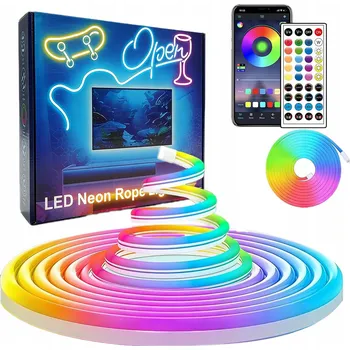 LED páska 10m Hudební NEON FLEX LED RGB 24V DC Ovládání přes Bluetooth aplikaci