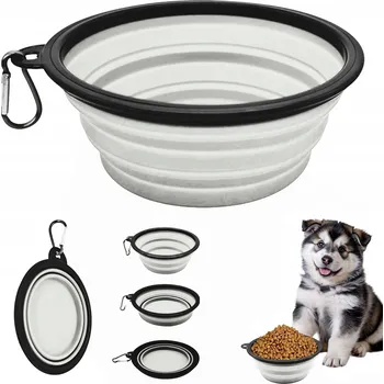 Miska pro psa Skládací (cestovní) silikonová láhev Tojato bílá 1 l