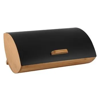 Dóza na potraviny 4-DÍLNÁ SADA ELEGANT: CHLEBNÍK 35x25x15,5CM ČERNÝ + 3 DÓZY NA SYPKÉ POTRAVINY