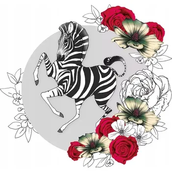 Obraz Permanentka Swarovski čtverec CL1425 Zebra květiny