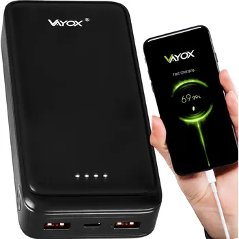 Powerbanka VAYOX Powerbanka VA0341 20000mAh 20W 2xUSB USB-C ČERNÁ