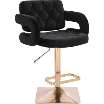 Barová židle LuxuryForm DESIGN Barová židle ADRIA VELUR na zlaté hranaté podstavě - černá