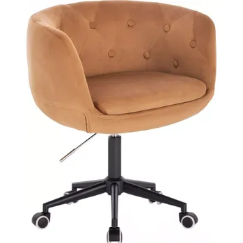 LuxuryForm DESIGN Kosmetické křeslo MONTANA VELUR na černé podstavě s kolečky - hnědé